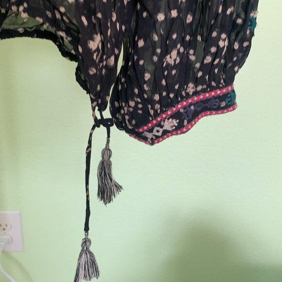 Isabel Marant Blouse Sz 36 S Black Embroidered Boho Tunic Holiday Snowflakes - Picture 4 of 15